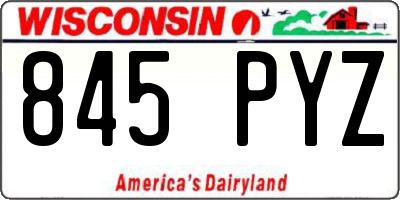 WI license plate 845PYZ