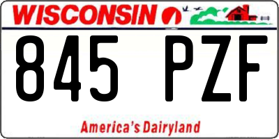 WI license plate 845PZF