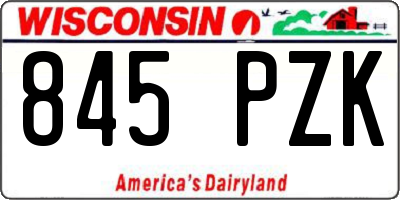 WI license plate 845PZK