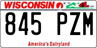 WI license plate 845PZM