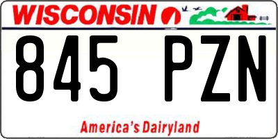 WI license plate 845PZN