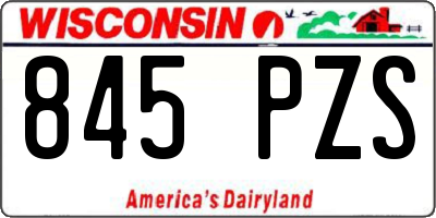 WI license plate 845PZS