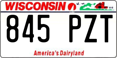 WI license plate 845PZT
