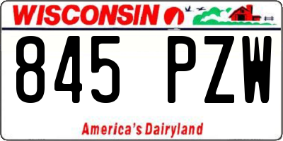 WI license plate 845PZW