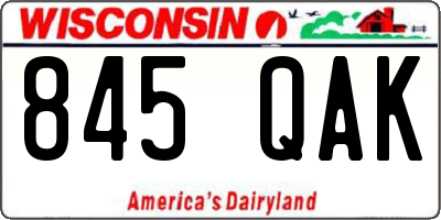 WI license plate 845QAK