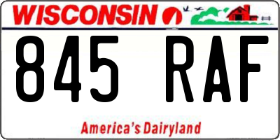 WI license plate 845RAF