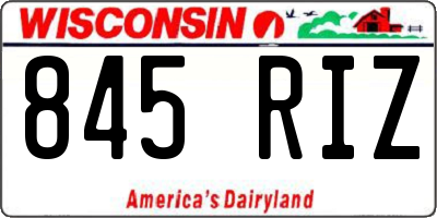 WI license plate 845RIZ