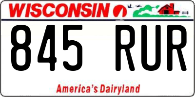 WI license plate 845RUR