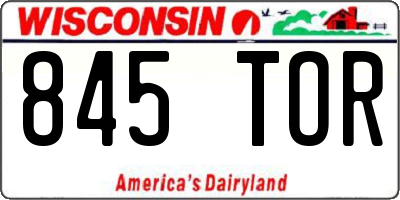 WI license plate 845TOR