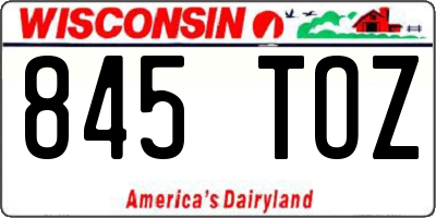 WI license plate 845TOZ