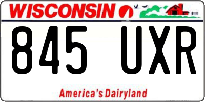 WI license plate 845UXR