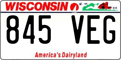 WI license plate 845VEG
