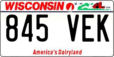 WI license plate 845VEK
