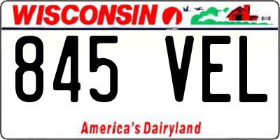 WI license plate 845VEL