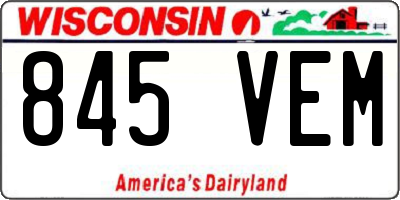 WI license plate 845VEM