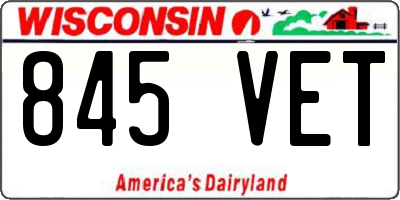 WI license plate 845VET