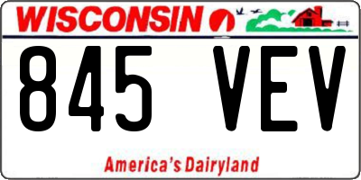 WI license plate 845VEV
