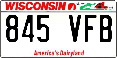 WI license plate 845VFB