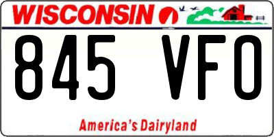 WI license plate 845VFO