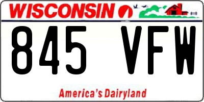 WI license plate 845VFW