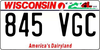 WI license plate 845VGC