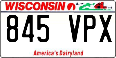 WI license plate 845VPX