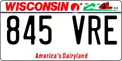 WI license plate 845VRE