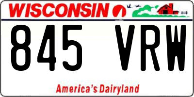 WI license plate 845VRW