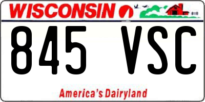 WI license plate 845VSC