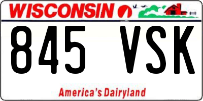 WI license plate 845VSK