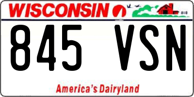 WI license plate 845VSN