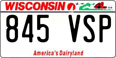 WI license plate 845VSP