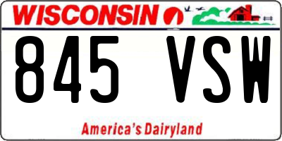 WI license plate 845VSW