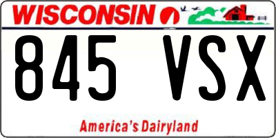 WI license plate 845VSX