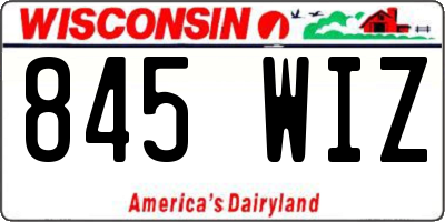 WI license plate 845WIZ
