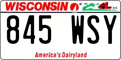 WI license plate 845WSY