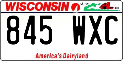 WI license plate 845WXC