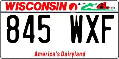 WI license plate 845WXF