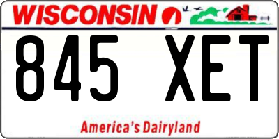 WI license plate 845XET