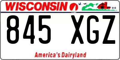 WI license plate 845XGZ