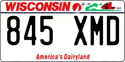 WI license plate 845XMD