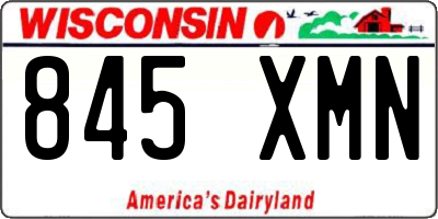 WI license plate 845XMN