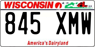 WI license plate 845XMW