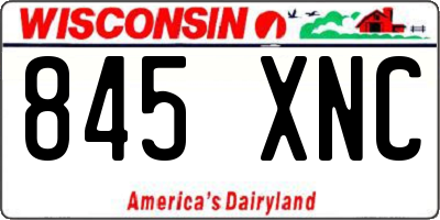 WI license plate 845XNC