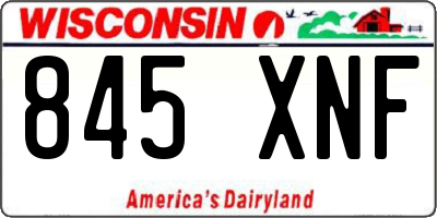 WI license plate 845XNF