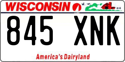 WI license plate 845XNK