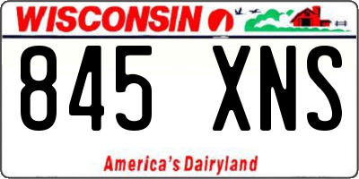 WI license plate 845XNS