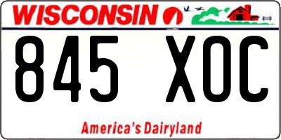 WI license plate 845XOC