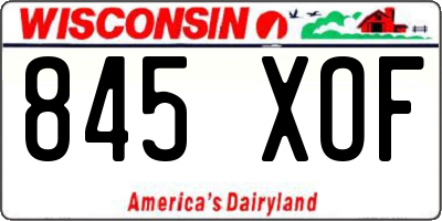 WI license plate 845XOF