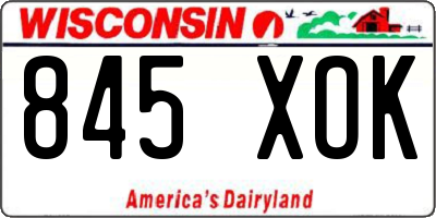 WI license plate 845XOK